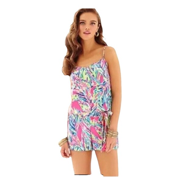 Lilly Pulitzer Size M Palm Reader Dusk Belted Romper - Picture 1 of 11